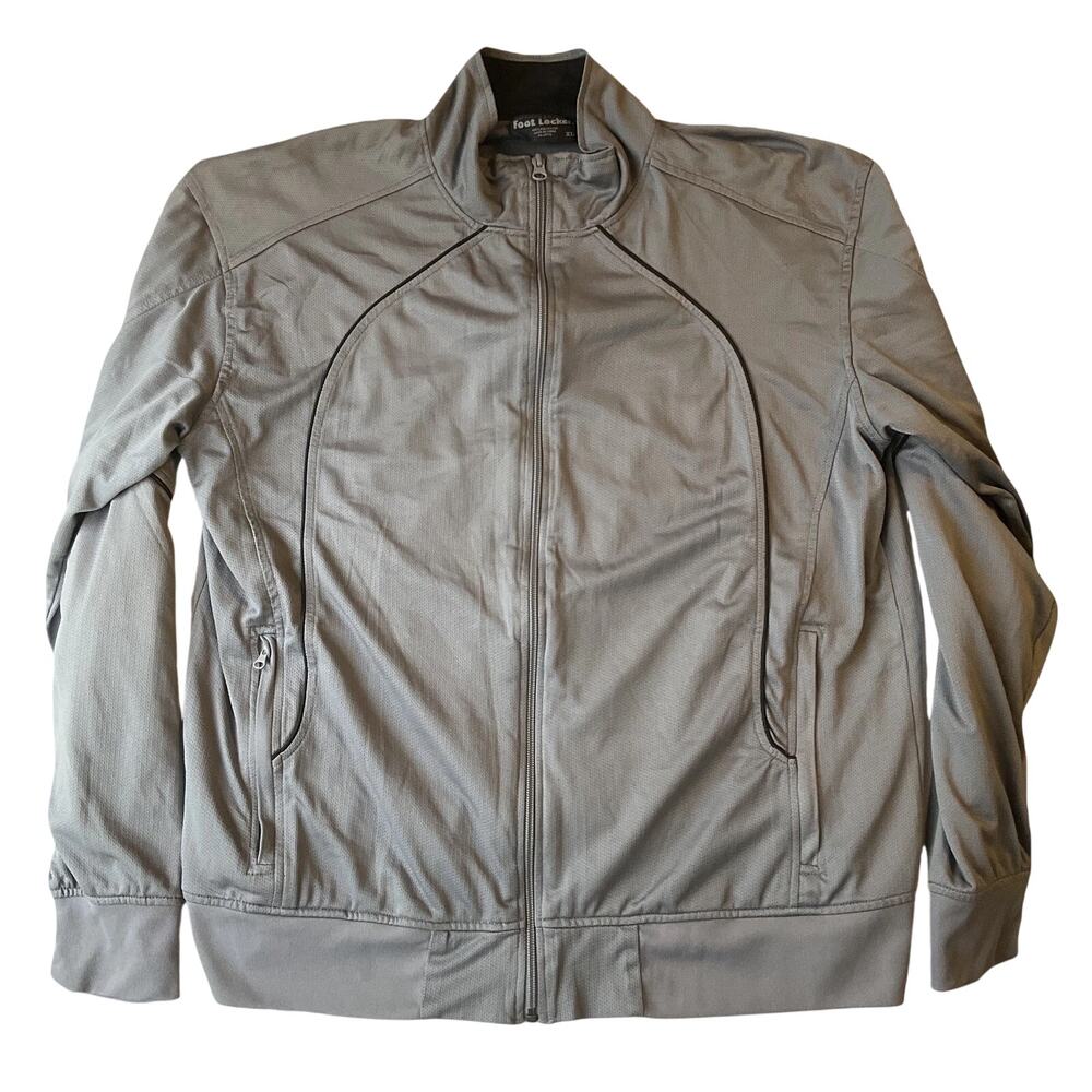 Foot Locker Men Jacket XL Gray Activewear Full Zipper Long Sleeve Collared